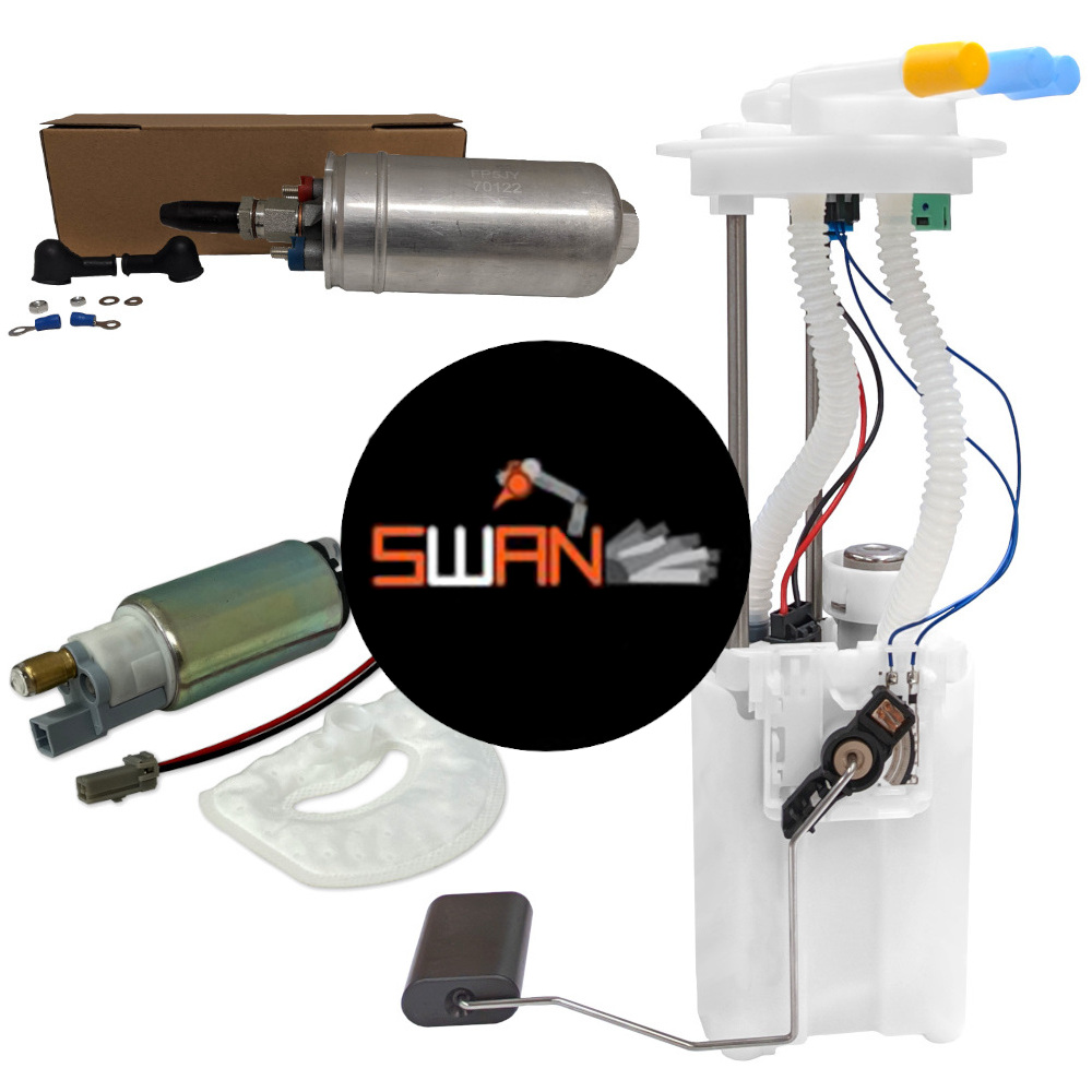 A picture of an automotive two fuel pumps and a fuel pump module assembly.